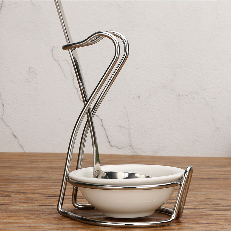 Swan-shaped stainless steel hot pot spoon holder, ceramic bowl stand, dining utensil for hot pot, household utensil stand