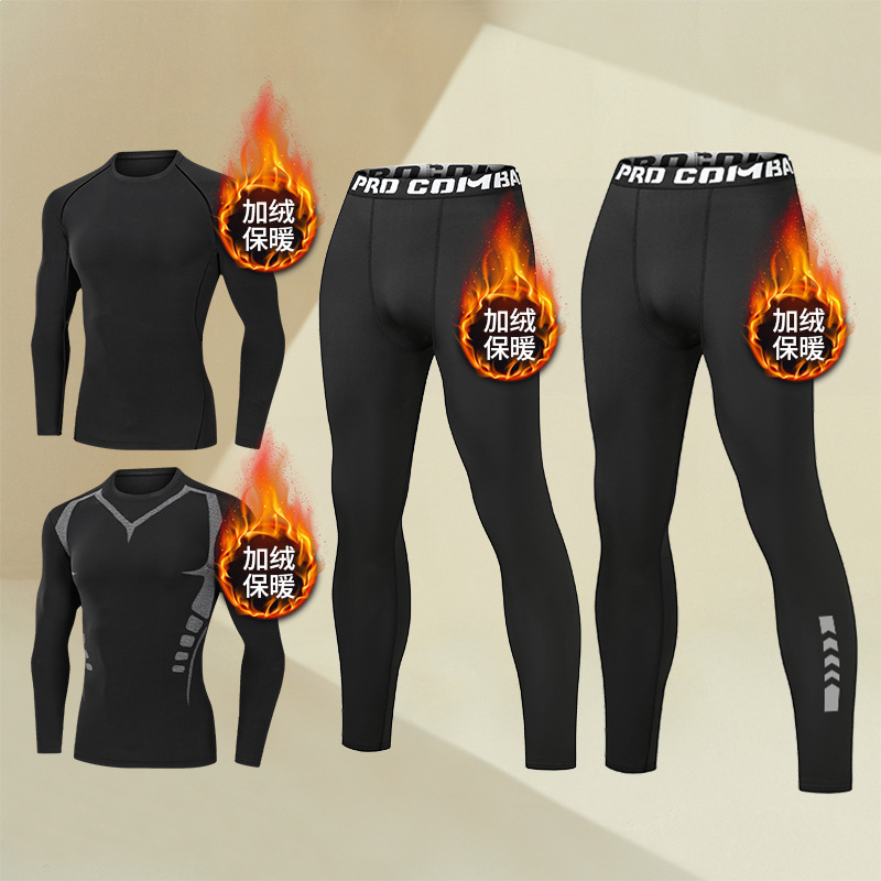 tights men's fitness clothes winter fleece-lined quick-drying sports thermal underwear base high elastic training running suit tights men's fitness clothes winter fleece-lined quick-drying sports thermal underwear base high elastic training running suit