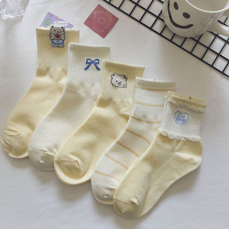 Creative New Bear Socks Women's Mid-Calf Socks Japanese Style High Elastic Three-Dimensional Bow Cute Women's Socks Wholesale Creative New Bear Socks Women's Mid-Calf Socks Japanese Style High Elastic Three-Dimensional Bow Cute Women's Socks Wholesale