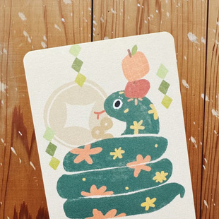Cross-Border Manufacturers Provide Batch Customization of High-Quality Small Fresh Color Printed Year of the Snake Greeting Cards with Pictures