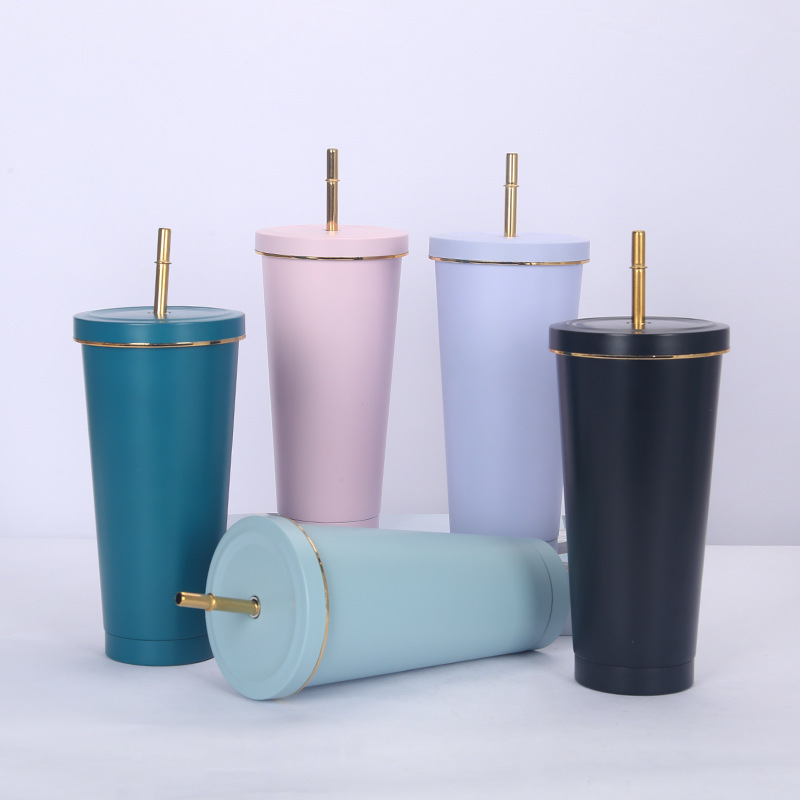 Taza de paja de gran capacidad taza de vacío directa de fábrica de doble capa de vacío de acero inoxidable taza de café portátil en stock Generación de pelo