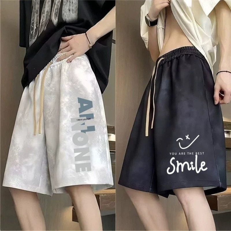 Cross-Border Ice Silk Summer Tie-Dye Shorts for Men, Loose Fit, Student Korean Style Trendy Casual Pants, Sports Five-Point Shorts, Mid-Length Pants 1