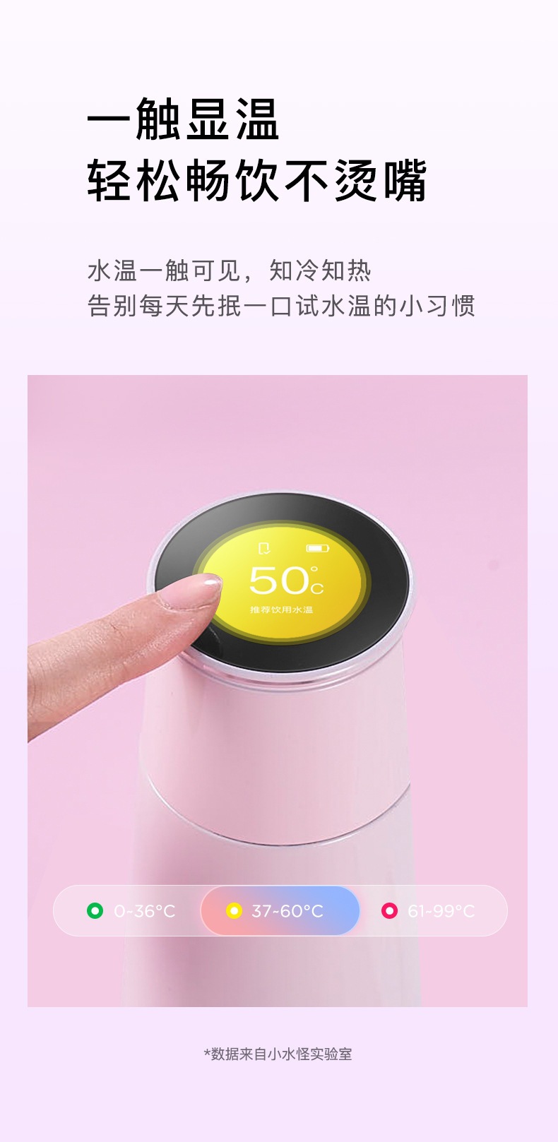 sguai小水怪m2智能保温杯316杯温度显示1.3寸彩屏水杯饮水量检测