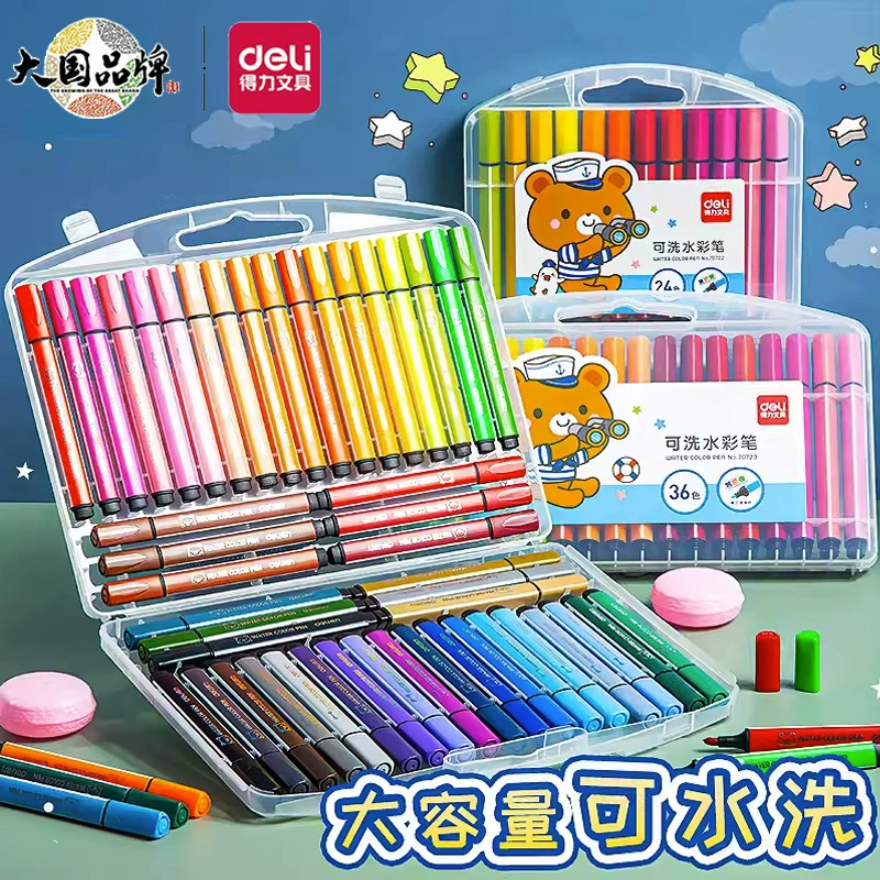 Акварельная ручка Deli подходит для детской кисти цветная ручка 12 цветов 24 цвета 36 цветов 48 цветов моющаяся треугольная стержневая ручка