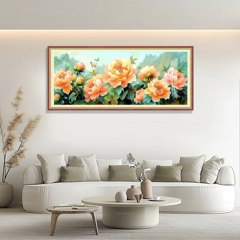 [Algodón importado] Mona Lisa Real bordado a mano Peony nuevo estilo chino sala de estar bordado a mano image 6