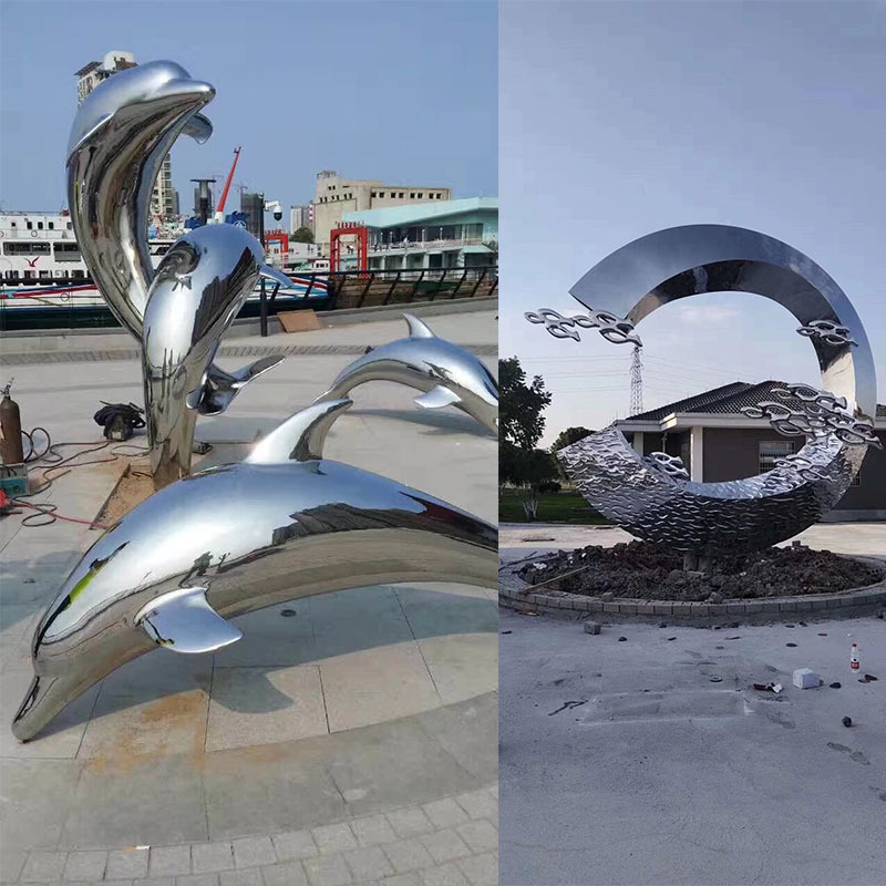 Outdoor large stainless steel sculpture square park campus metal…