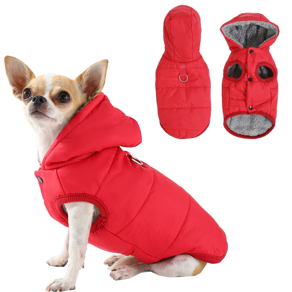 亚马逊新款带帽宠物衣服中小型狗狗秋冬马甲保暖柔软夹克连帽棉服