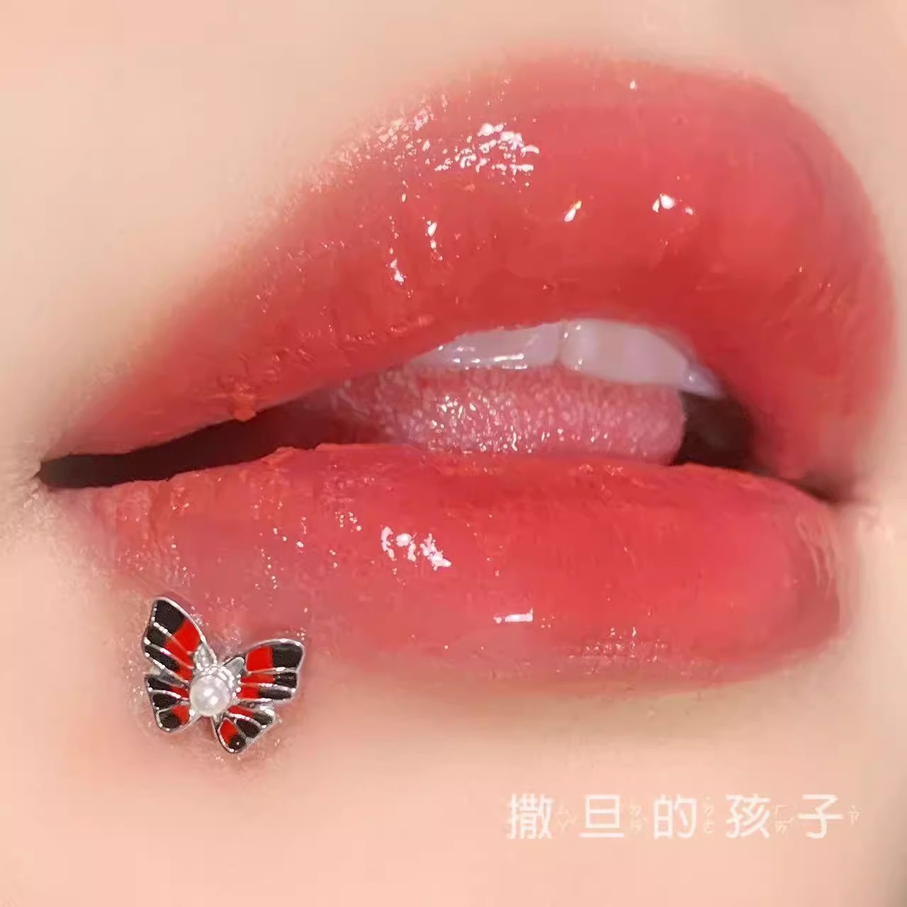 Labret stud lip piercing jewelry styling detail