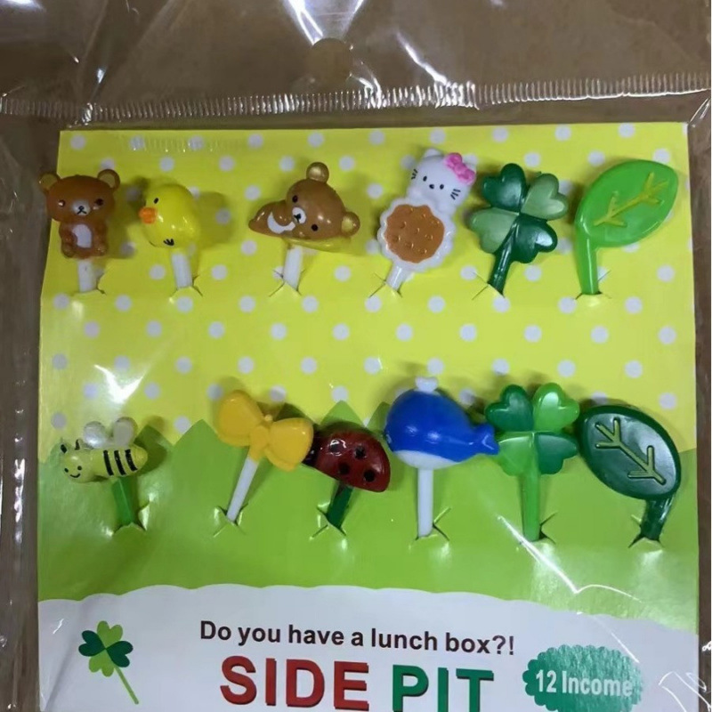 Japón hogar dibujos animados horquilla de fruta creativa para niños animales lindos horquilla de fruta de plástico set Bento stick