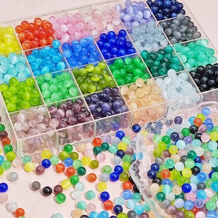 6/8/10mm cat's eye stone loose beads round beads glass beads girl bracelet string beads handmade diy material beads