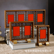 新中式双面镂空木质相框摆台diy摆件书法字画空白相框厂家批发