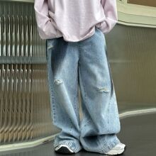 男童复古牛仔裤2025春季新款儿童韩版宽松直筒裤中小童时尚阔腿裤