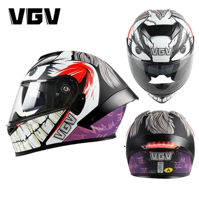 Motosiklet kaskı (dəbilqə) – full-face helmet for electric motorbikes, unisex - gray-clown-m