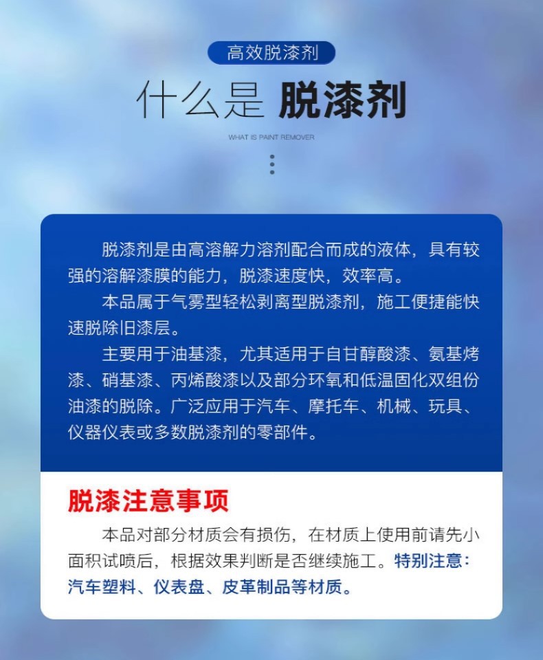 金属油漆去除剂