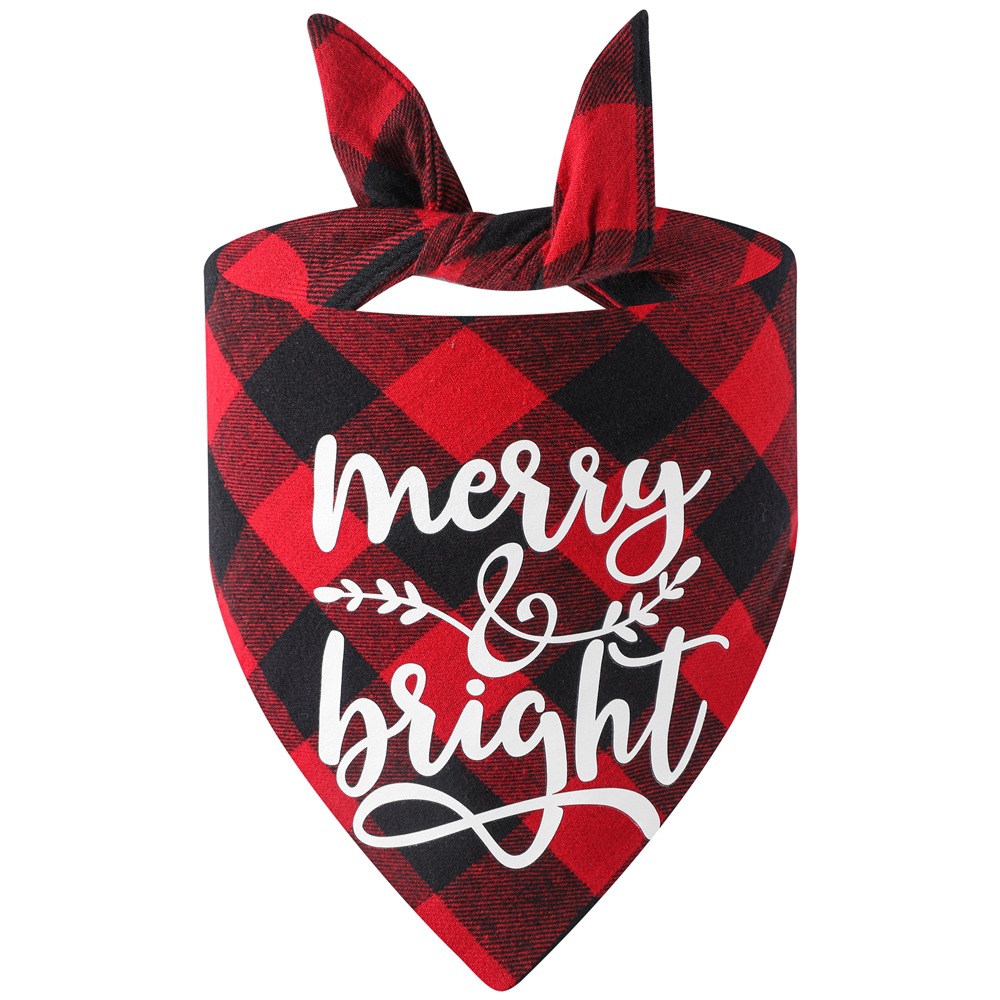 Los fabricantes nuevos transfronterizos de algodón a cuadros toalla triangular perro Toalla de saliva