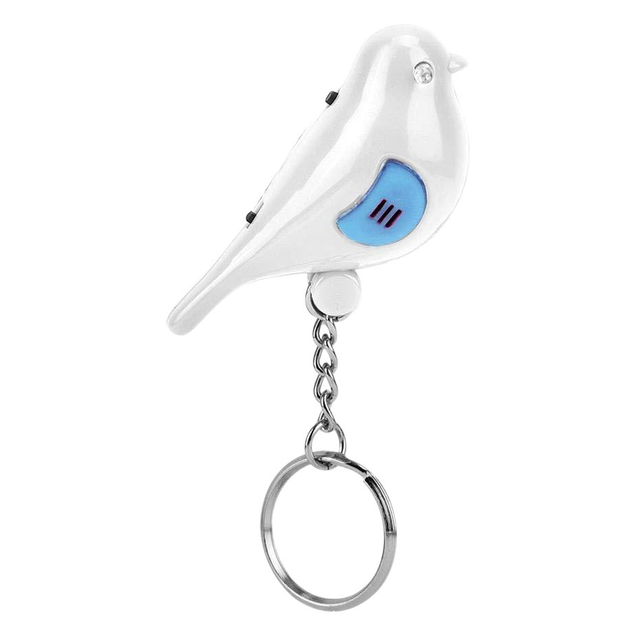 Llavero con forma de pájaro, localizador inteligente con control de voz, llavero con silbato LED, dispositivo antipérdida para llaves de coche.