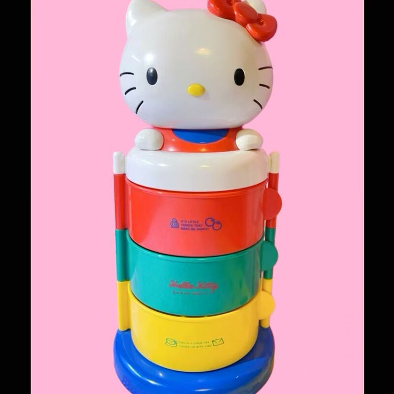 爆款中古三丽鸥HelloKitty旋转收纳可爱猫头KT收纳架推拉一体|undefined