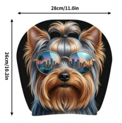 Polyester Fabric Car Headrest Cover with: Sürətlər qutusu və əl tormozu başlıqları - cool-sunglasses-puppy-2-pack