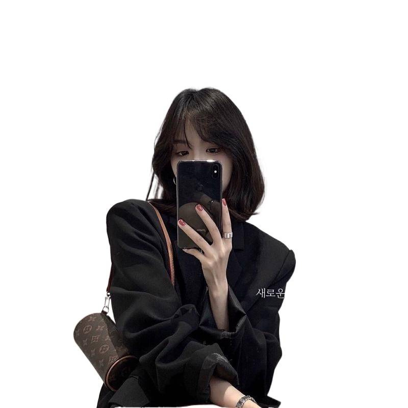 黑色西装外套女小个子2025春秋新款韩版休闲感炸街小西服外套|undefined