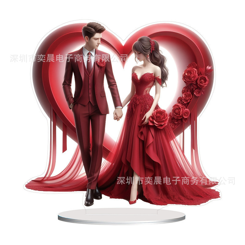 Colgante transfronterizo nuevo producto creativo romántico boda acrílico decoración plana para el hogar decoración de la sala de estar del dormitorio Día de San Valentín