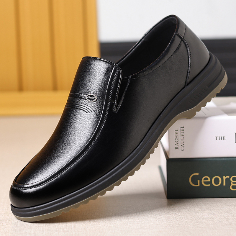 Men's Formal Leather Slip-on Loafers, Comfortable Soft Sole Shoes_voghion.com