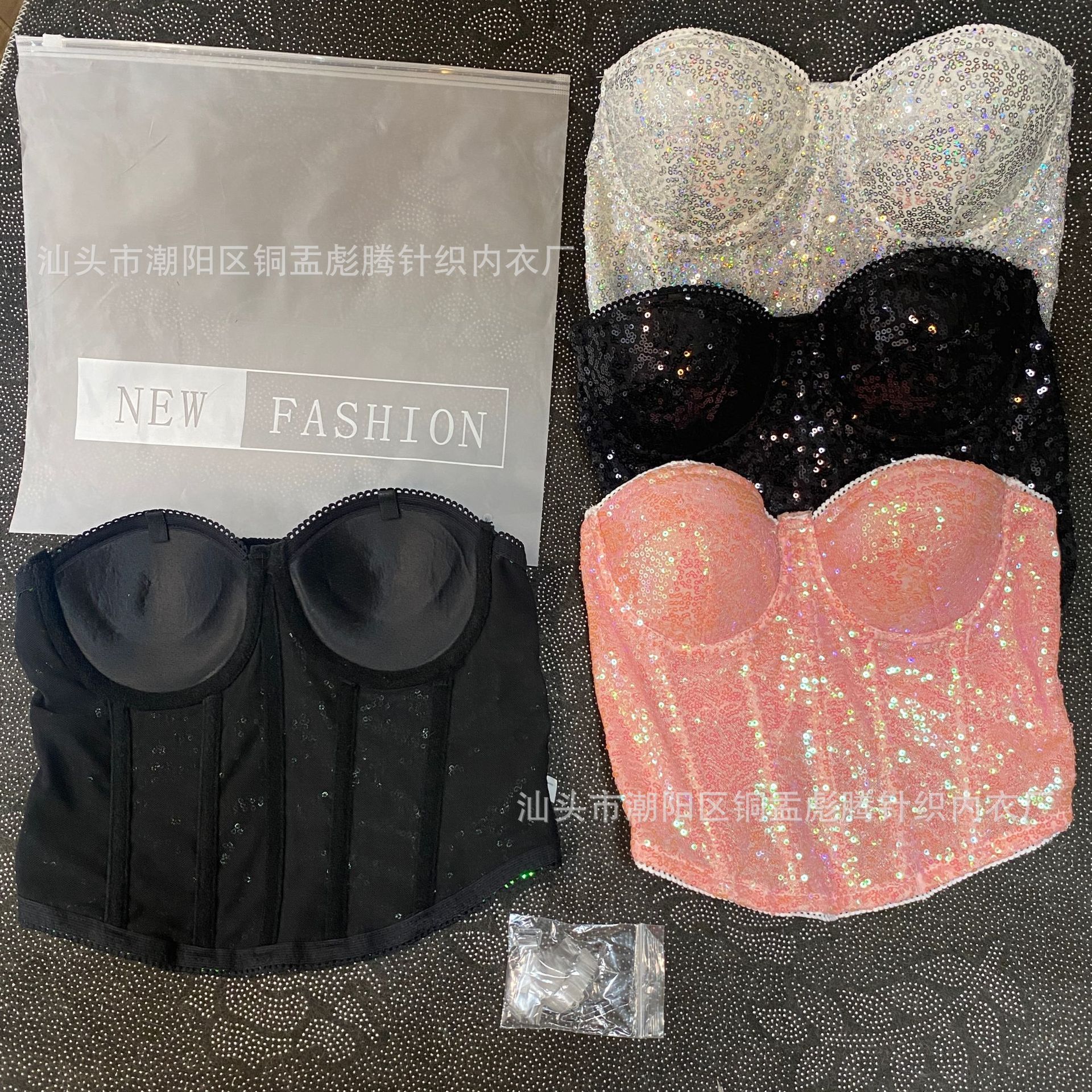 Club nocturno de estilo europeo y americano brillante brillo de pechos industria pesada fantasía sequinilla de hueso de pescado corsé de entrega de correas de hombro de cola miscelánea
