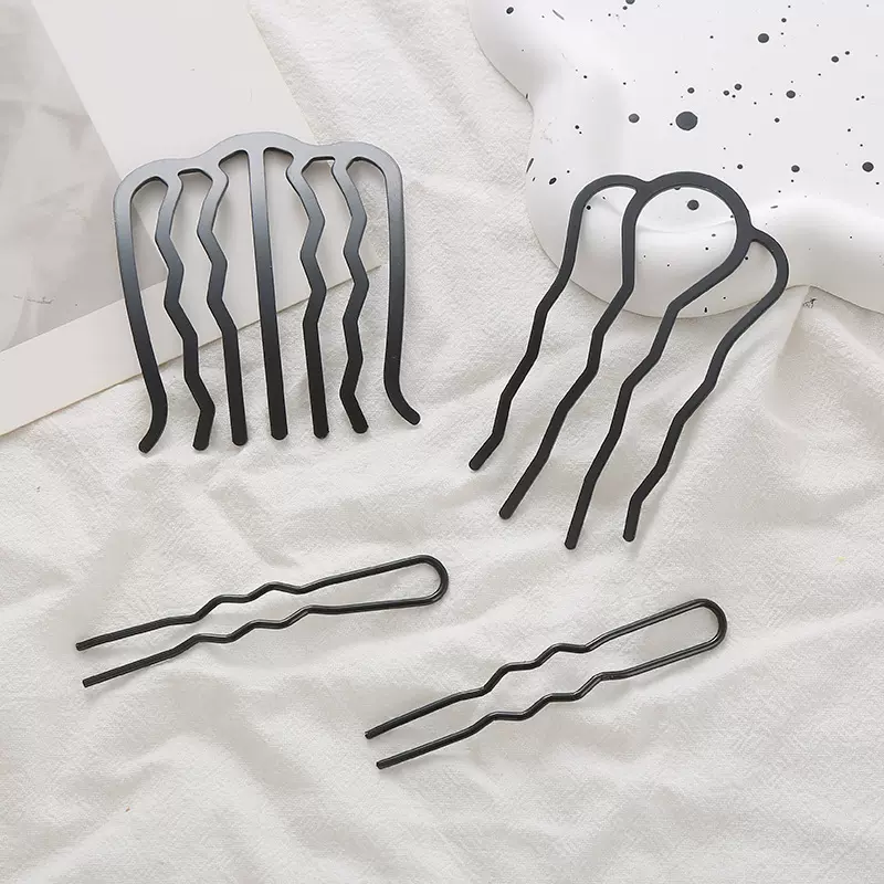 懒人盘发器哑光铁质发簪发插丸子头盘发工具U型插梳编发神器头饰