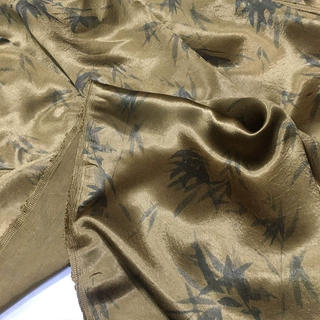 140g香云纱竹叶绸缎醋酸面料 新中式马面裙旗袍汉服暗纹服装面料