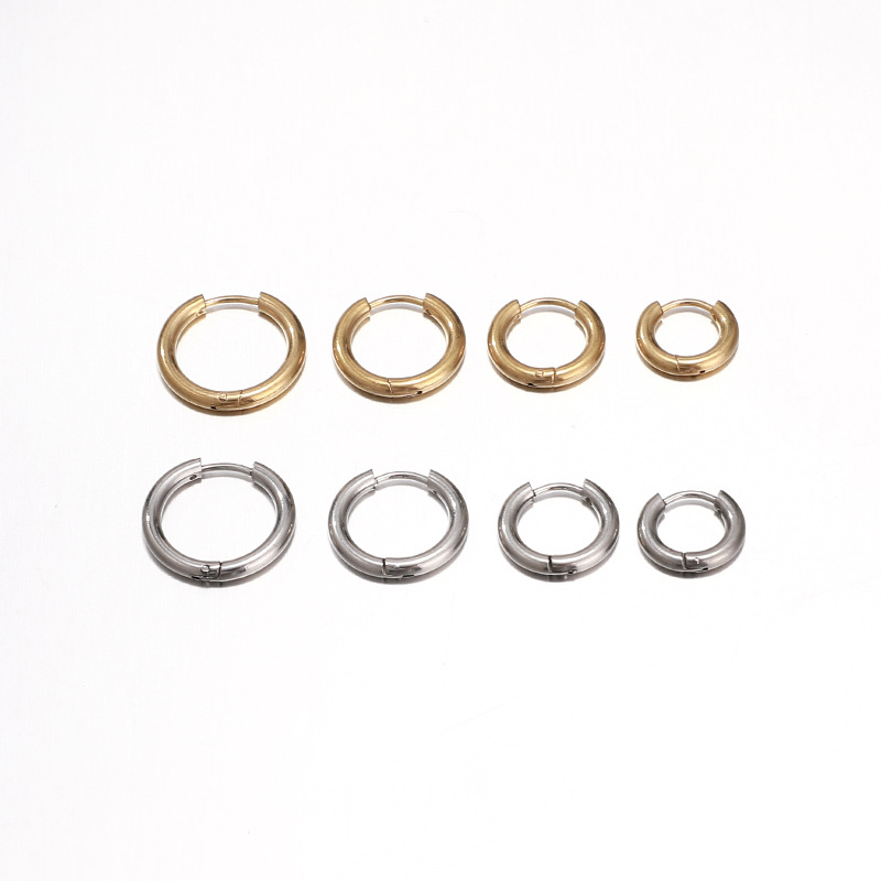 1 Piece Quantity 1 Piece Stainless Steel Stone-Free Ear Cartilage Rings & Studs Solid Color Plating 18K Real Gold Plated