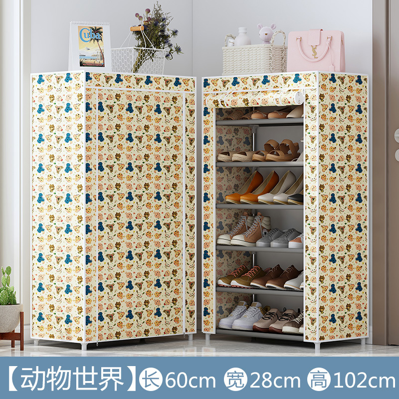 Estante de zapatos de tela de Oxford simple multicapa estante de almacenamiento multifuncional a prueba de polvo en la puerta del dormitorio estudiantil