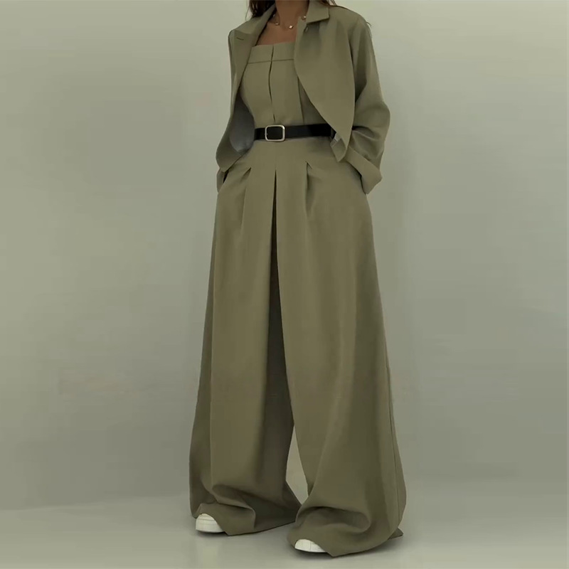 Combinaison bustier à taille cintrée pour femme, manches longues, style européen et américain_voghion.com