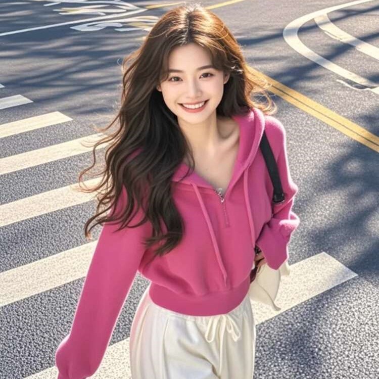 Popular Maillard Raspberry Color Hooded Sweatshirt for Women Autumn and Winter 2025 New Super Nice Versatile Age-Reducing Top for Women
