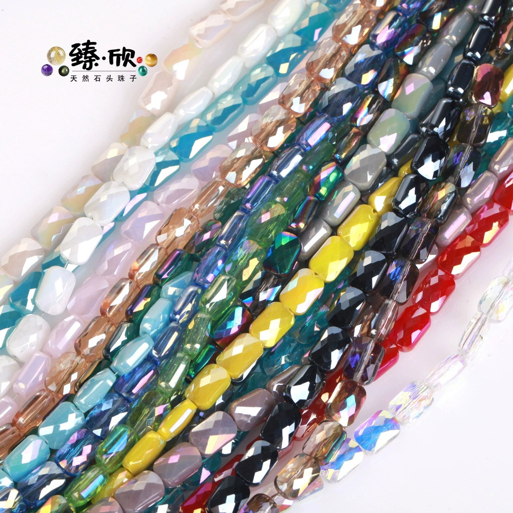 Cross-border new products Domestic crystal 6x9 cut flat square beads Pujiang crystal beads wholesale colorful grid water