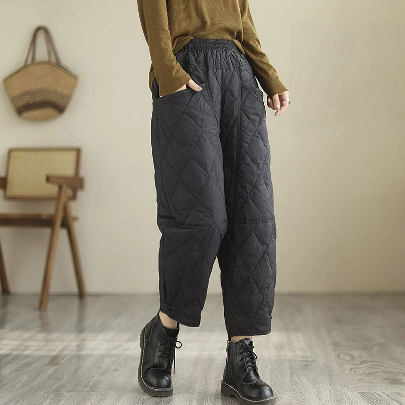 Экспортные излишки итальянских утолщенных легких хлопковых брюк для женщин, ветрозащитные, теплые, повседневные, на пуговицах, модные и универсальные брюки-клеш.