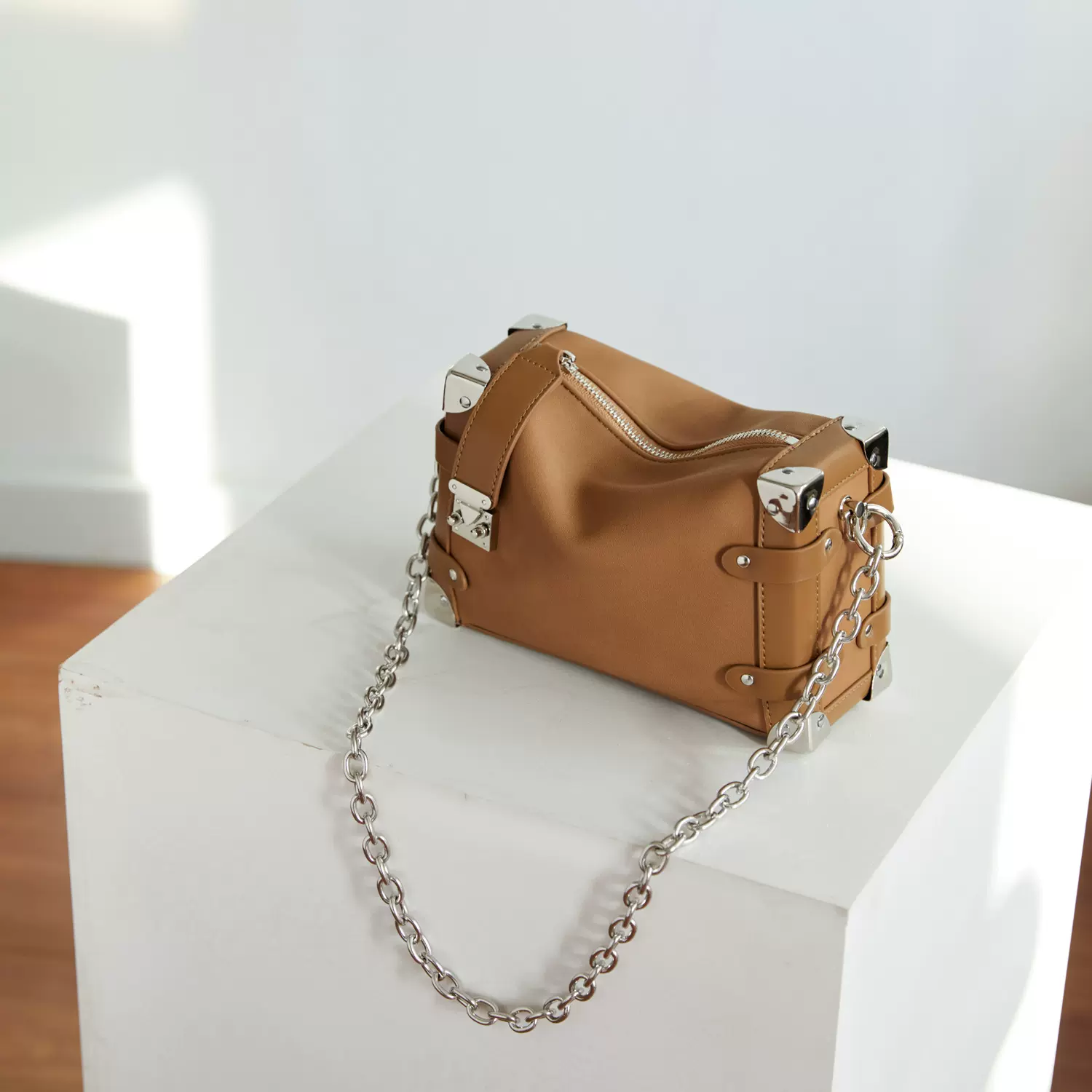 小香风链条手拎包包2024复古方形软盒子包真皮枕头包单肩斜挎女包