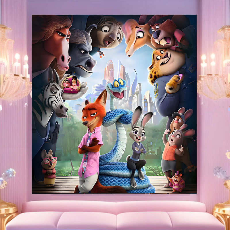 20 * 20 Crazy Zoo City pintura digital a mano diy dibujos animados pintura a mano Judith Decoration