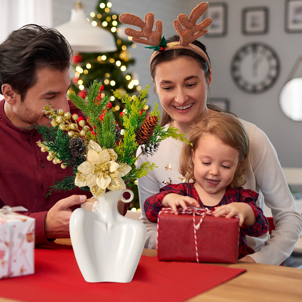 Navidad flores de polvo de oro flores simuladas Navidad bayas tapones de escritorio props de disparo de diseño de decoración del día del árbol de Navidad