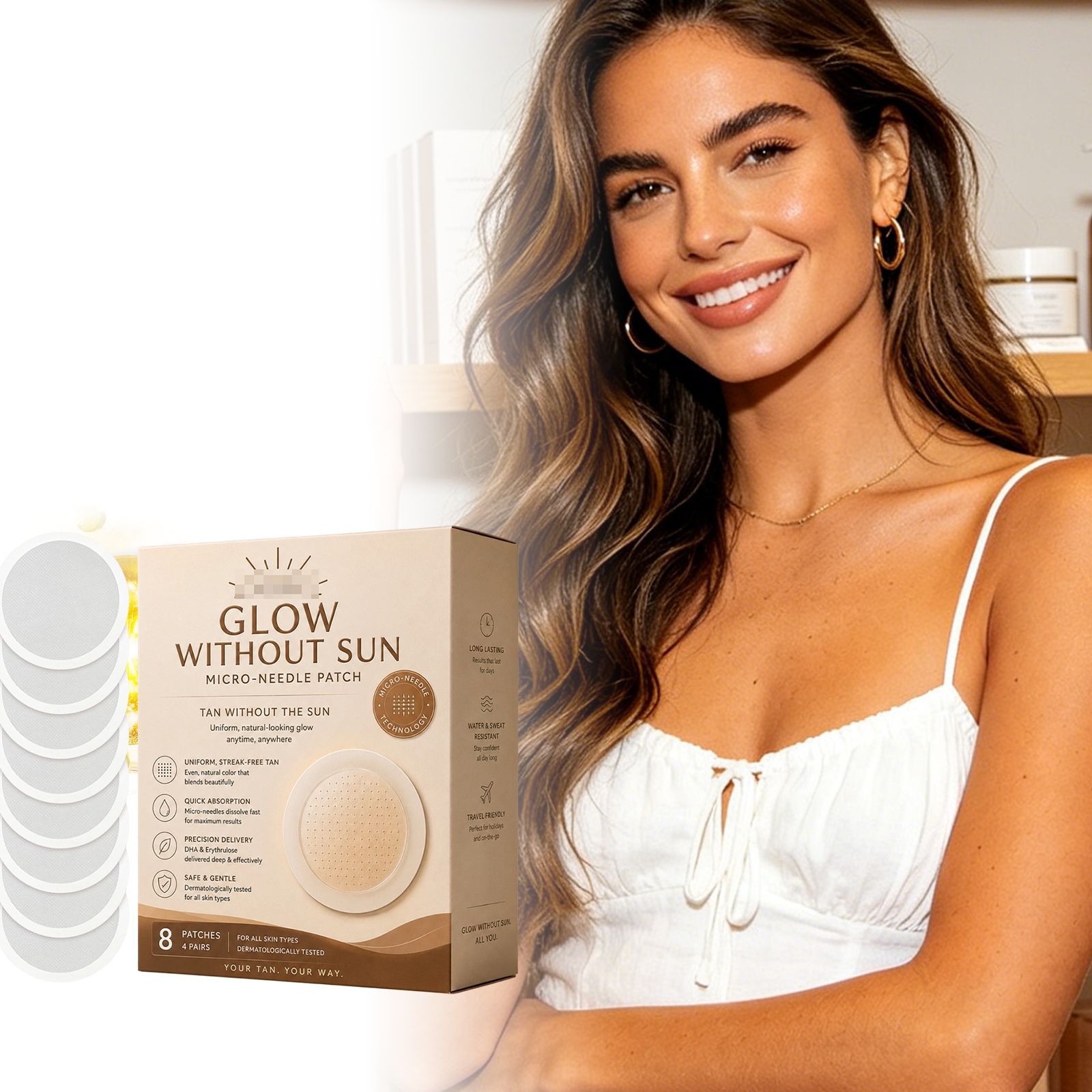 Sun-Free Application Creates a Even, Translucent, Natural Wheat Complexion, Lightweight, Adherent, Breathable, Skin-Friendly, and Comfortable for the Skin Texture