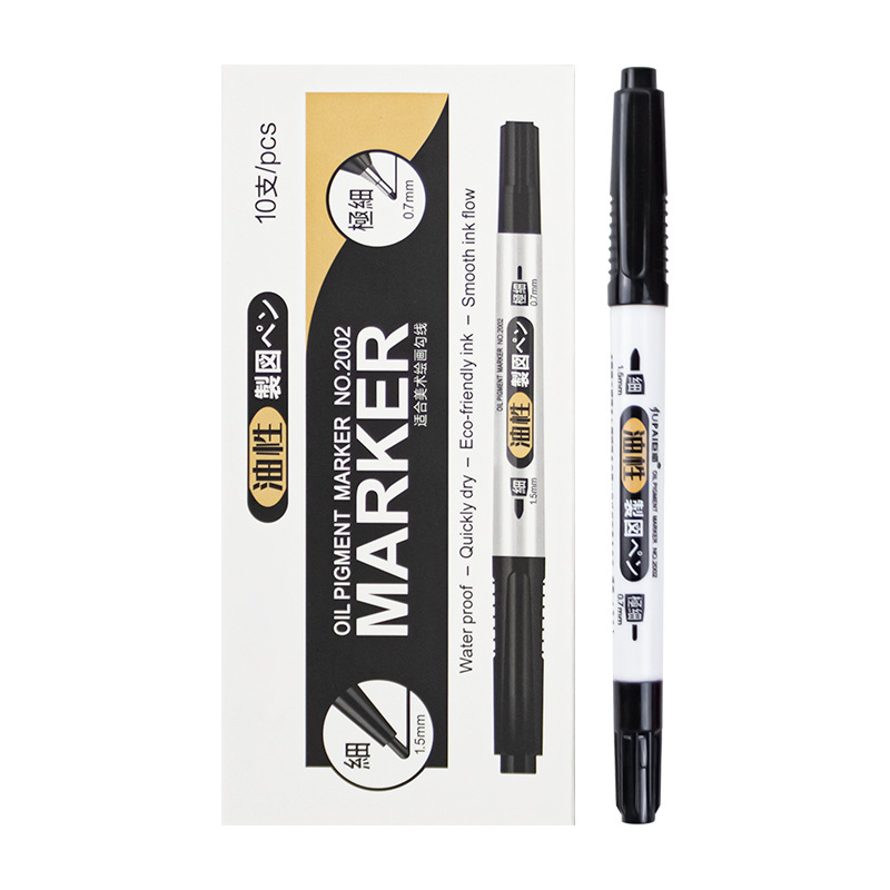 Pluma de marcado pintura aceitosa Pluma de gancho pluma de marcado negro no borrable Pluma de gancho de doble cabeza transfronteriza Amazon