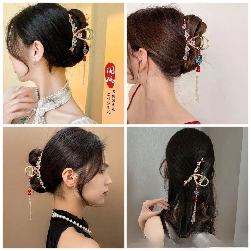 Manufacturer Wholesale Direct Sales Antique Tassel Pendant Large Clip Antique Hairpin Hanfu Headdress Large Clip Elegant Hairpin