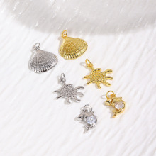 铜夏季海洋系列贝壳蜗牛鲨鱼小吊坠 DIY手链项链耳环饰品配件材料