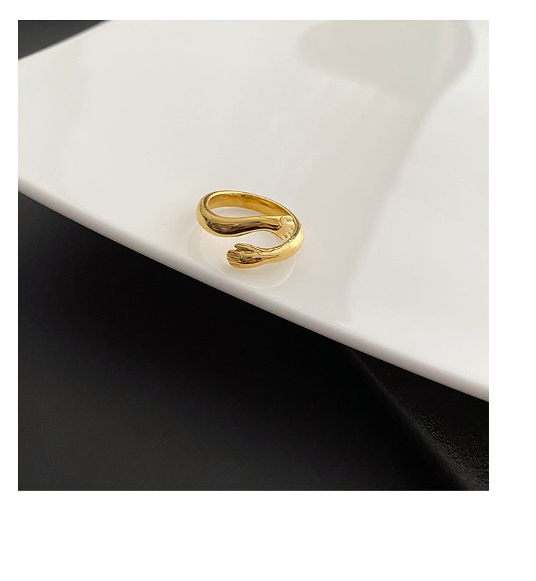 Women'S Gender Vacuum Plating Real Gold Plated 18K Gold Gold Plating Silver Plated Hand 304 Stainless Steel Novelty Waterproof Non Tarnish Open Ring