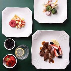Eccentric Ceramic Square Plate Hotel Restaurant European Style Vegetable Plate Creative Commercial Hot Dish Porcelain Plate Tableware