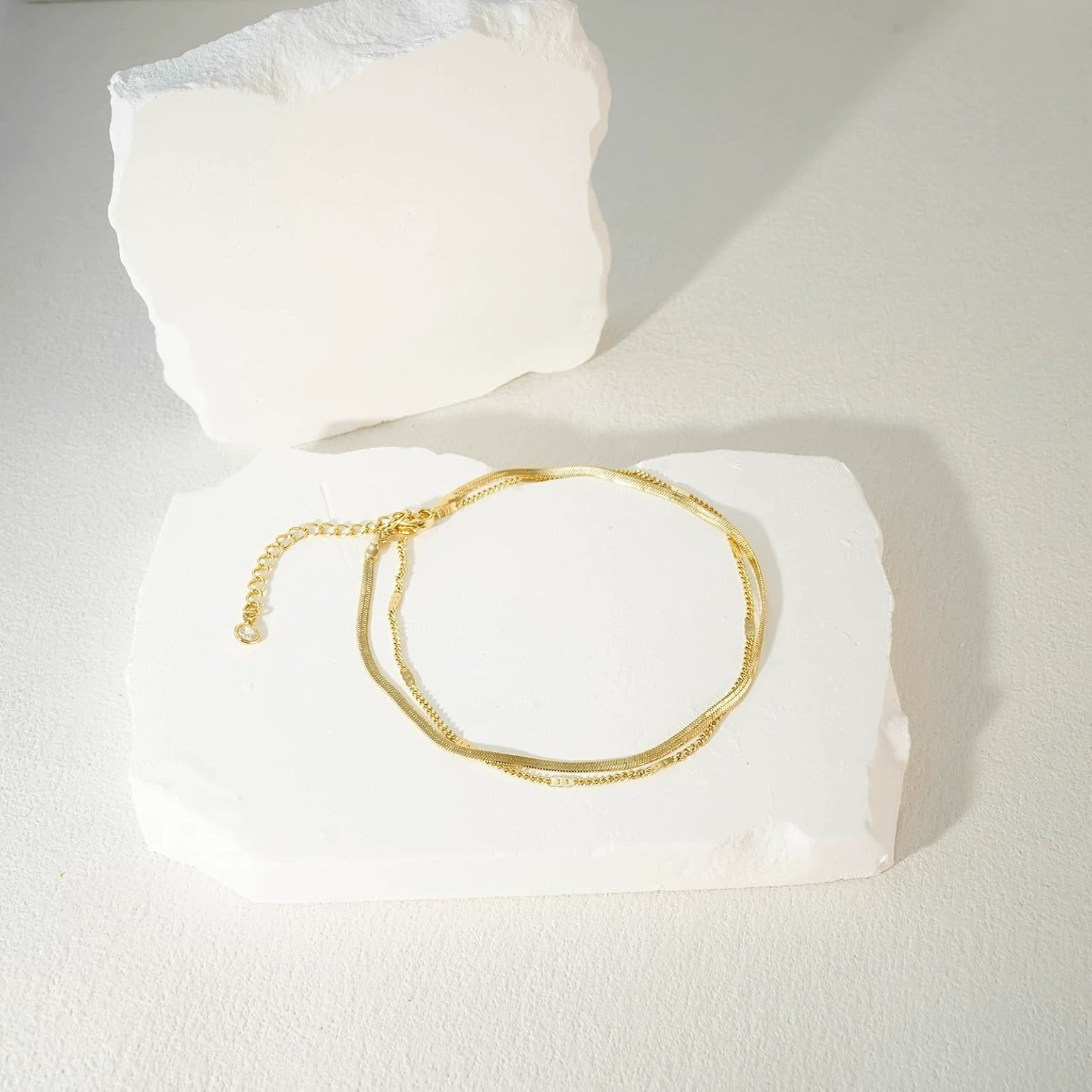 Европейские и американские трансграничные ювелирные изделия, новая металлическая цепочка-нож, двухслойный многослойный браслет для женщин, летний пляжный браслет, универсальные аксессуары для ног