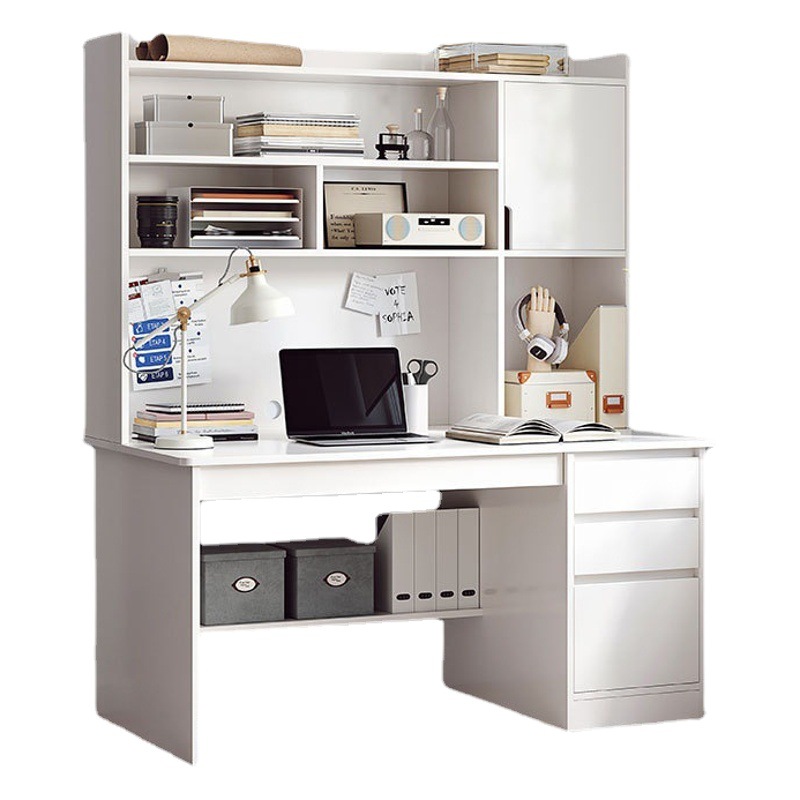 Escritorio y estantería integrados, mesa con librero, combinación para dormitorio, mesa de estudio para estudiantes, escritorio para escribir, escritorio para computadora de hogar.