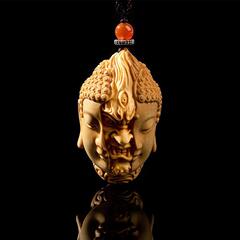 小叶黄杨木雕刻一念之间手把件佛魔一念间二合一手工雕刻车挂件