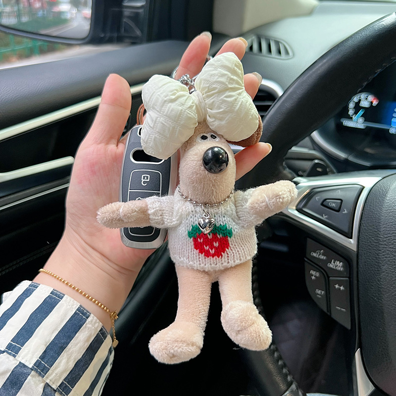 Arco suéter superior perro de La felpa llavero bolsa colgante lindo de dibujos animados muñeca pequeño regalo creativo muñeca
