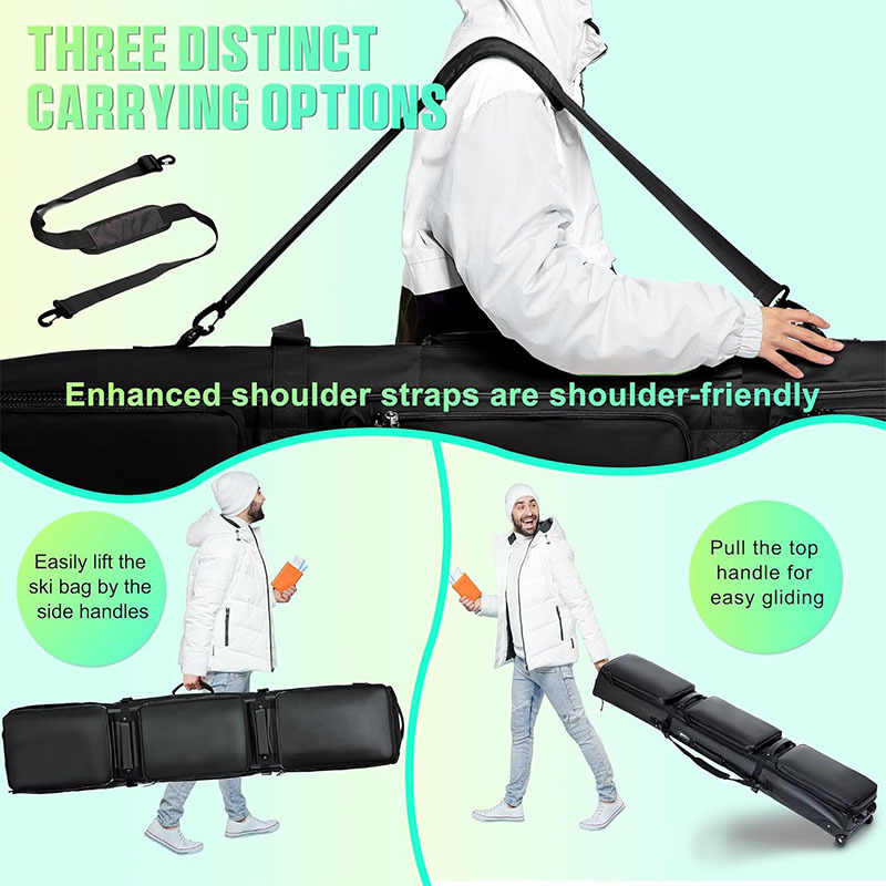 Ski bag 69- 71inch (approx. 175.3 - 180.3cm ), padded waterproof ski bag with straps