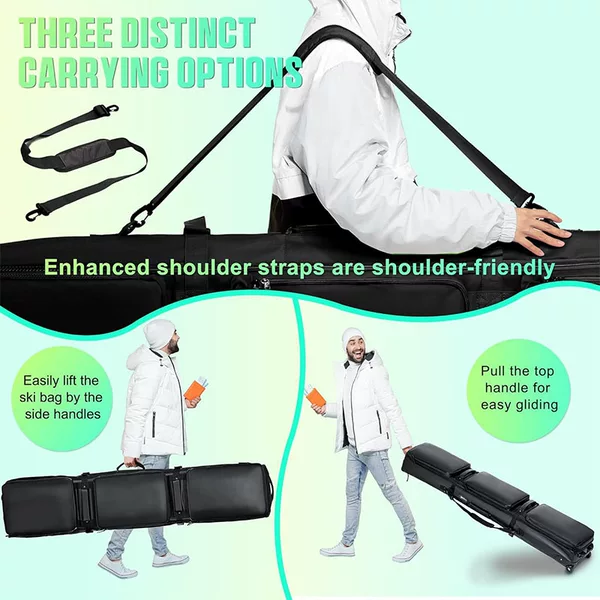 Ski bag 69- 71inch (approx. 175.3 - 180.3cm ), padded waterproof ski bag with straps