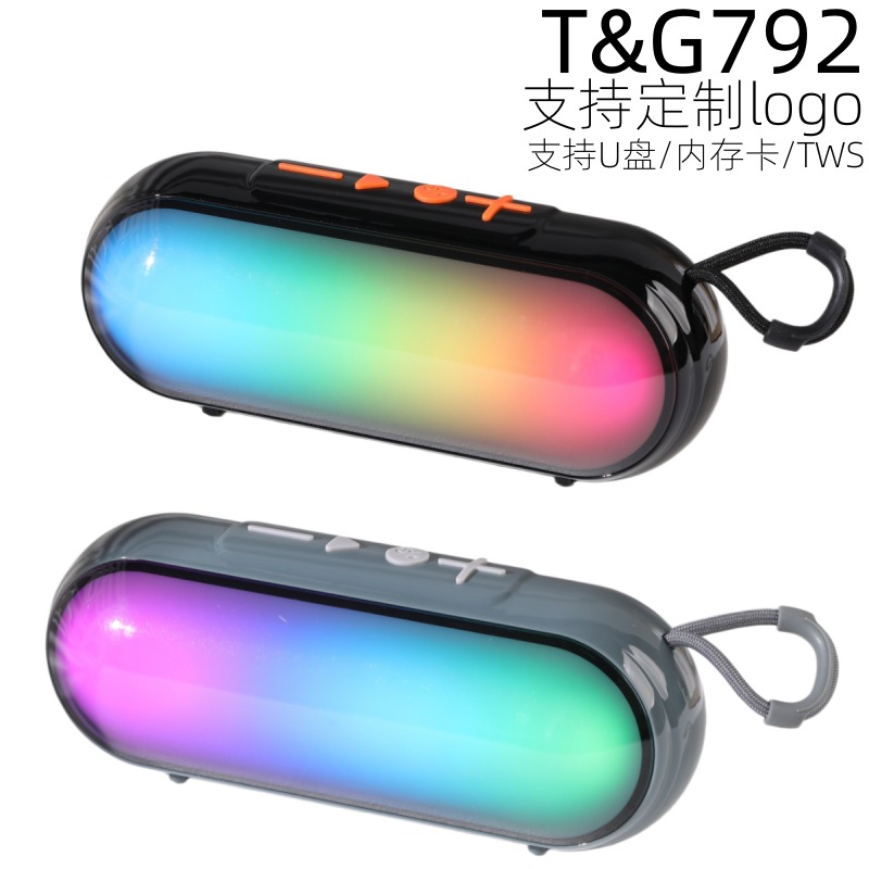 Nuevo transfronterizo TG792 Bluetooth audio con lámpara portátil RGB al aire libre colorido tarjeta de enchufe subwoofer caja de regalo